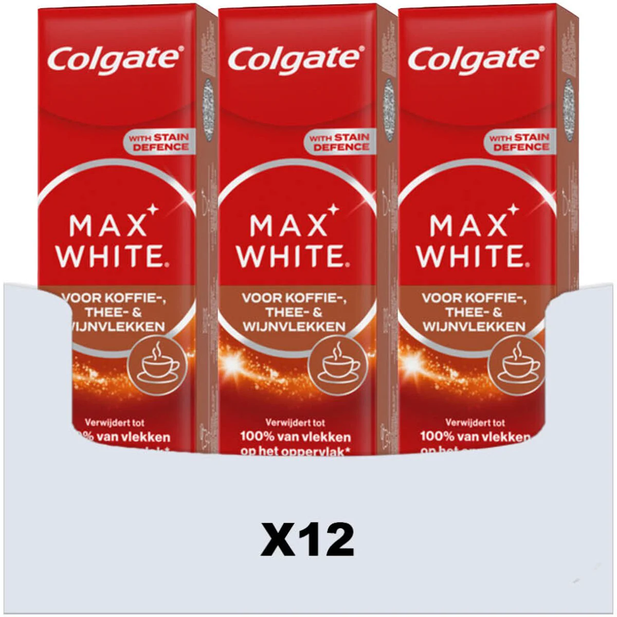12x Colgate Tandpasta Max White For Coffee, Tea & Wine 75 ml
