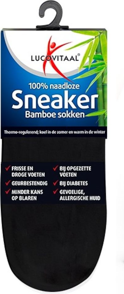Lucovitaal Sneaker Bamboesokken Zwart Maat 43-46 1PR