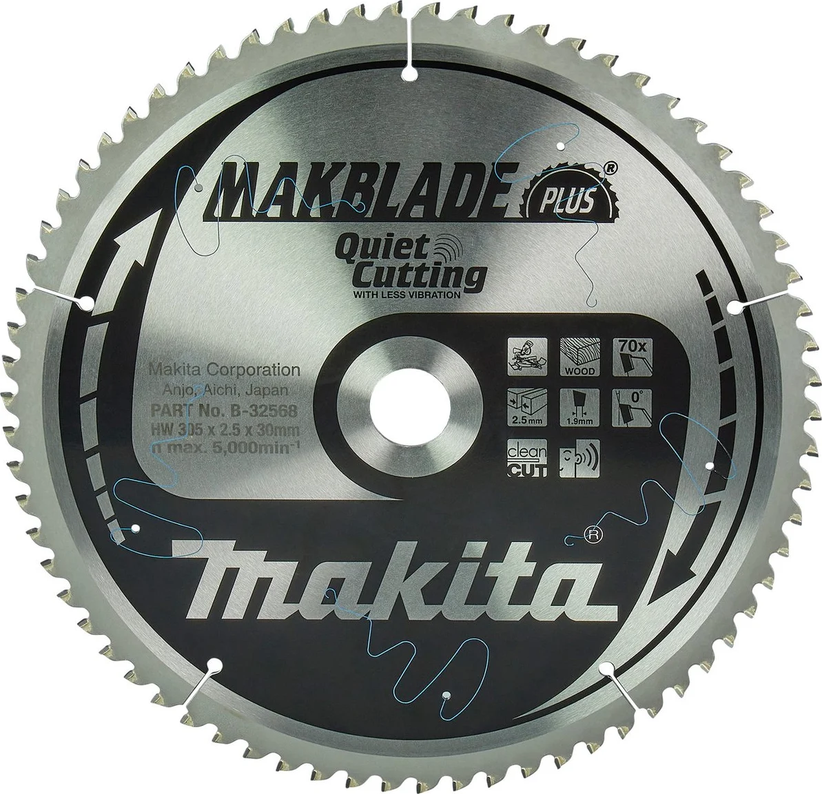 Makita B-32568 Afkortzaagblad Hout | Makblade-Plus | 305 x 30 mm | 70-tands