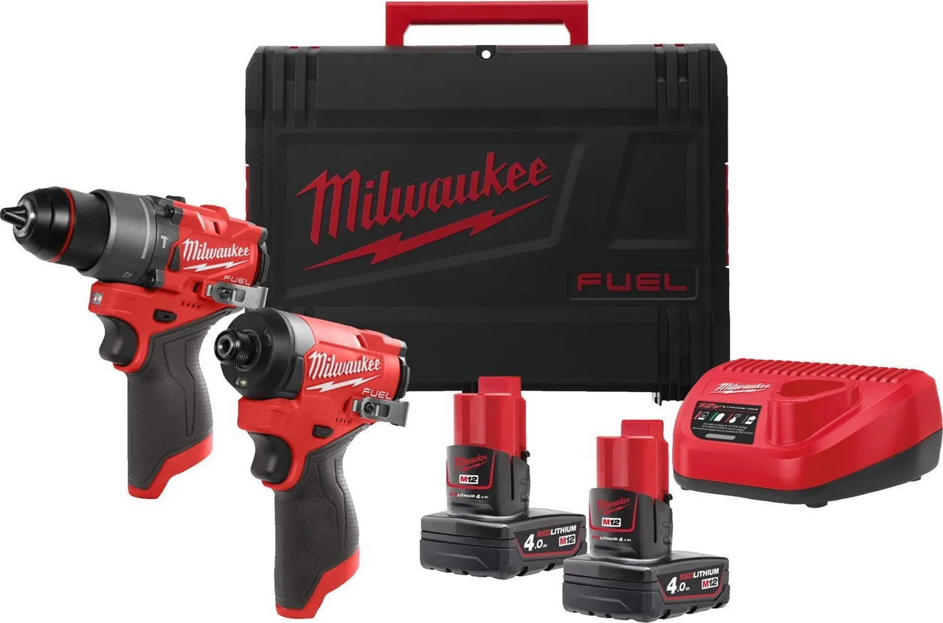 Milwaukee M12 FUEL™ FPP2A2-402X Accu combiset 2-delig (FPD2 + FID2) 12V 4.0Ah in HD-Box - 4933480587