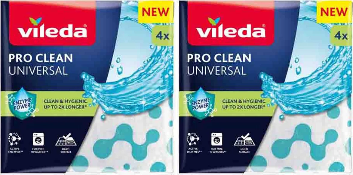 2x Vileda Doek Universeel Pro Clean Universal 4 stuks