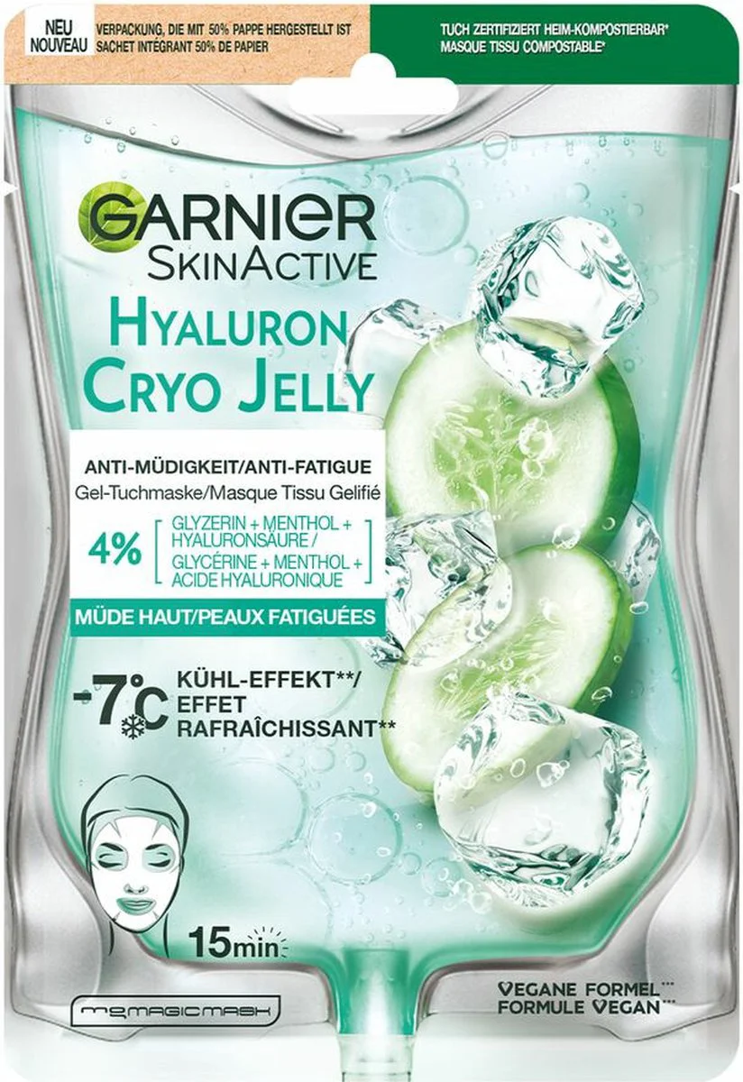 6x Garnier SkinActive Hyaluron Cryo Jelly Anti-vermoeidheid Sheet Masker