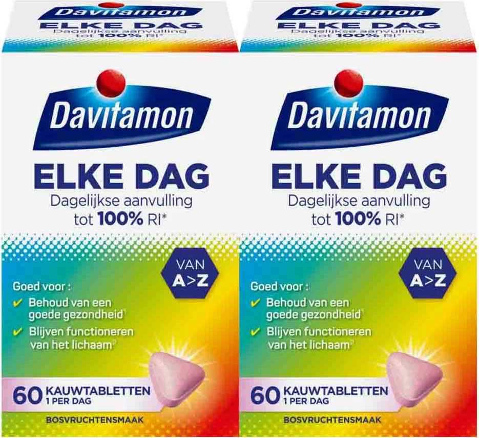 2x Davitamon Elke Dag 60 kauwtabletten
