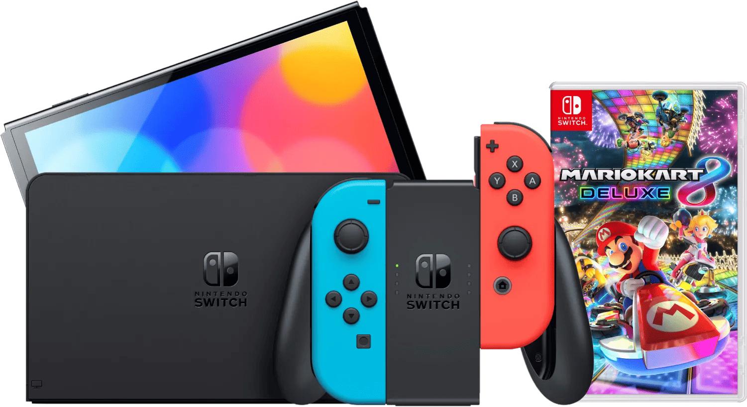 Nintendo Switch OLED Blauw Rood + Mario Kart 8 Deluxe