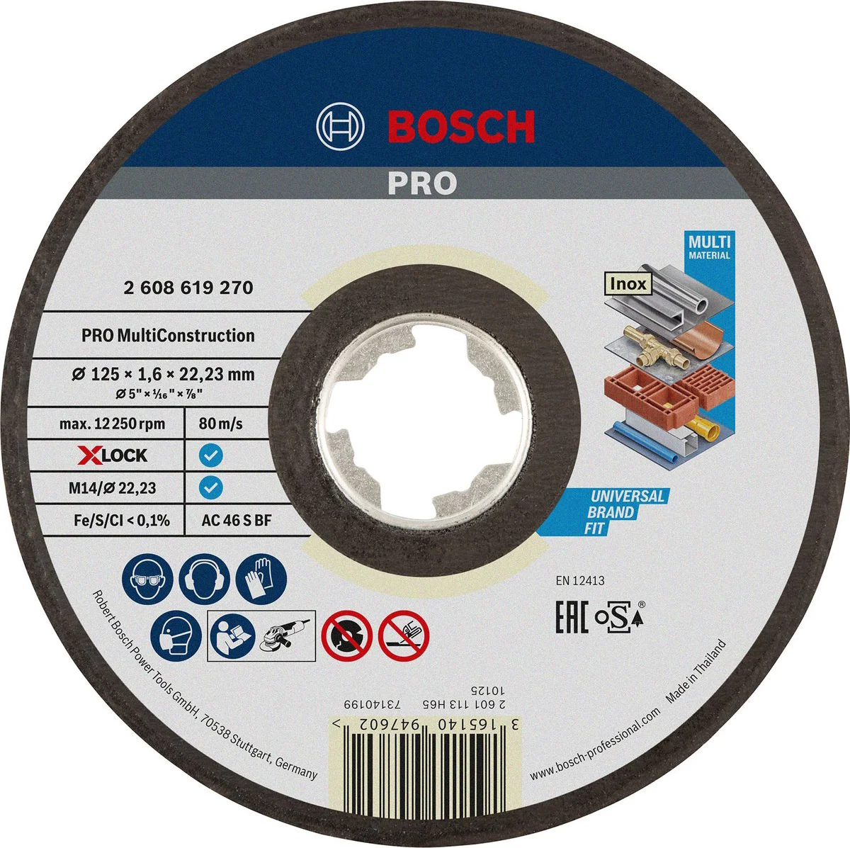 Bosch Professional X-LOCK Doorslijpschijf PRO Multi Construction 125x22,23mm VE=1 - 2608619270