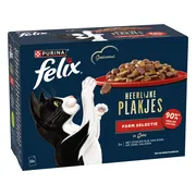 Felix Kattenvoer Nat Heerlijke Plakjes Gelei Farm selectie Multipack 12x80 gr