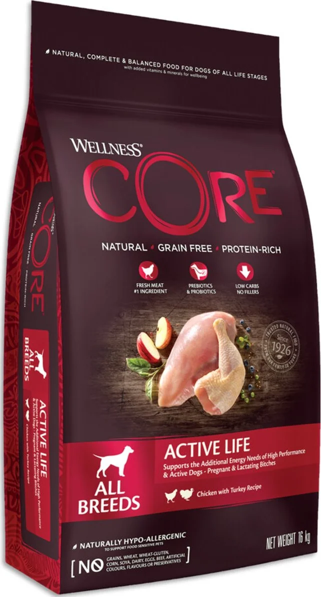 Wellness Core Hondenvoer All Breeds Active Life Kalkoen & Kip 10 kg