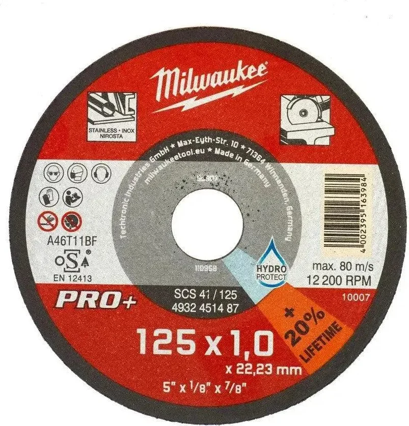 Milwaukee Dunne metaaldoorslijpschijven PRO+ SCS 41/125 x 1 x 22 mm - 4932451487