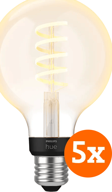 Philips Hue Filamentlamp White Ambiance Globe E27 5-pack
