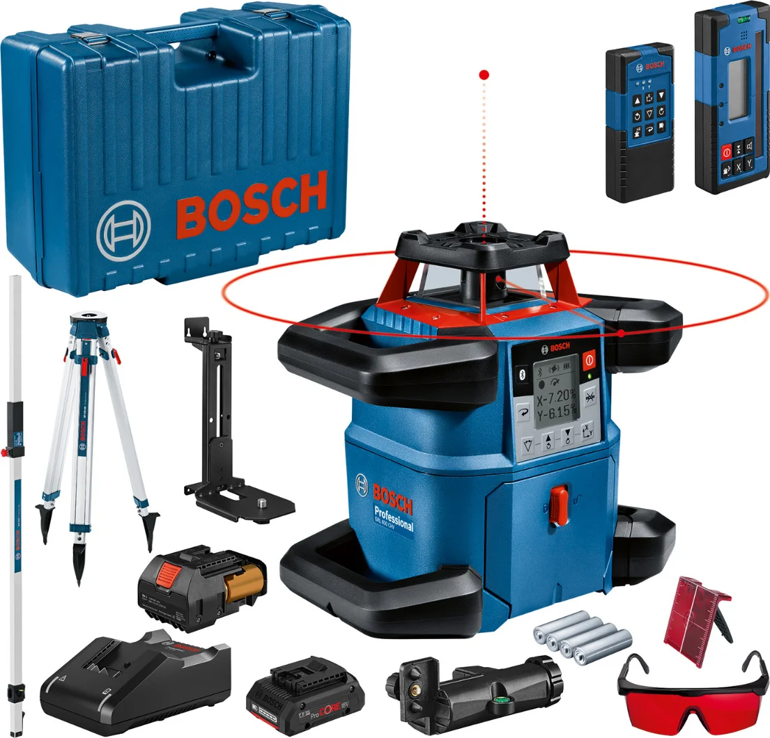 Bosch Professional GRL 600 CHV Accu rotatielaser rood complete set 18V 4.0Ah in koffer - 06159940P5