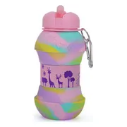 Wereld kaart Roze 600 ml waterfles voor kinderen - Pop it waterfles - Sportfles -Back to school - Stress relief features - Manks Kids Collections waterbottle - Easy fold waterfles - Reis waterfles