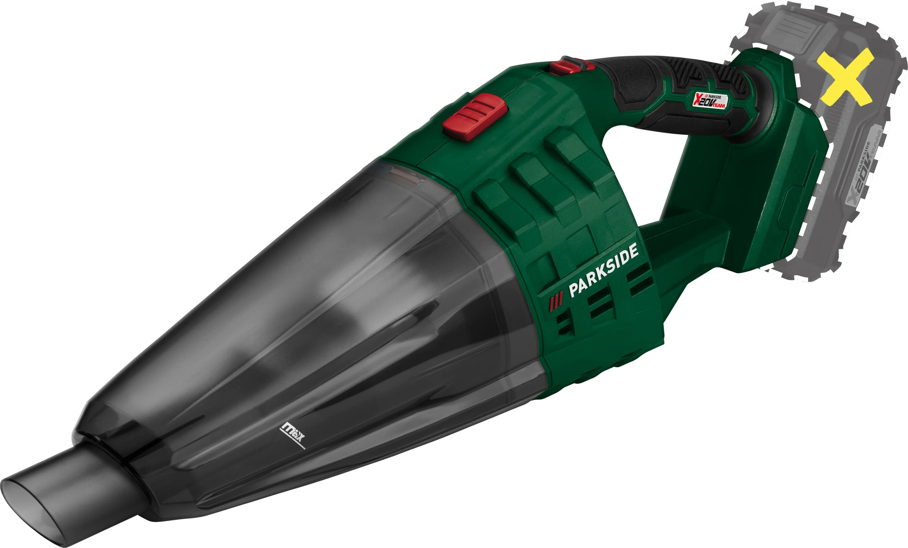 PARKSIDE 20 V accu-handstofzuiger PHSSA 20-Li D2, zonder accu en oplader.