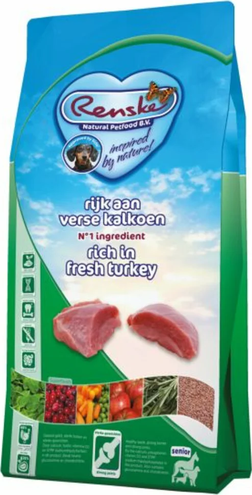 2x Renske Super Premium Graanvrij Senior Hondenvoer Kalkoen 12 kg
