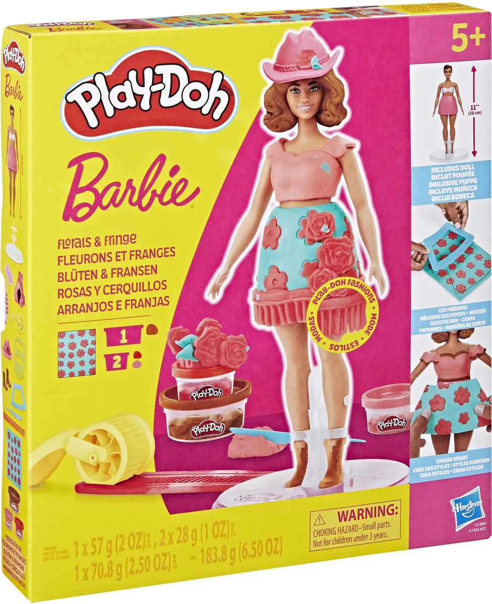 Play-Doh-set Barbie Bloemen en Franjes - Maak Poppenkleertjes - Boetseerklei