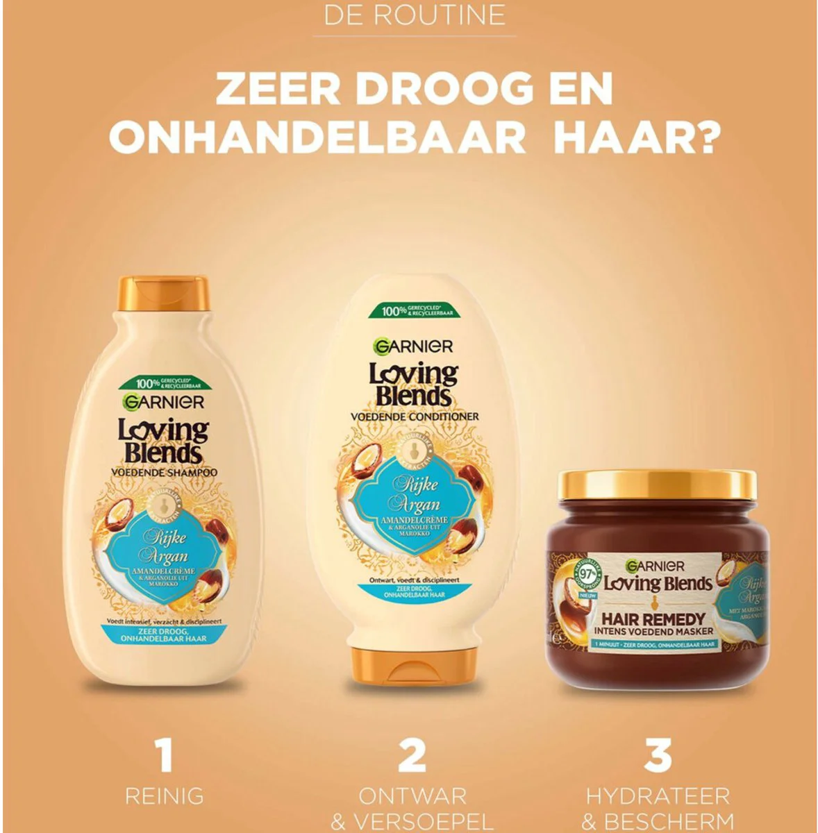3x Garnier Loving Blends Rijke Argan Haarmasker 340 ml