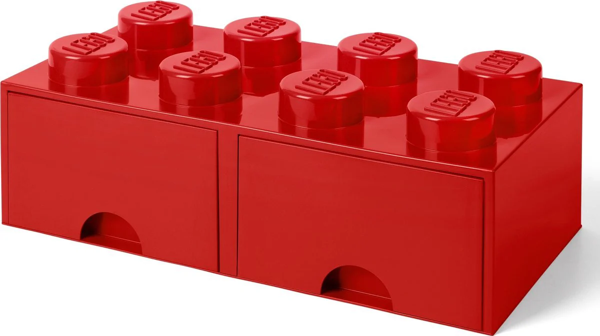 Rode LEGO opbergsteen met 8 noppen