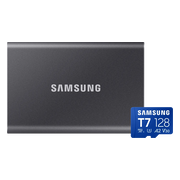 Samsung T7 Portable SSD 2TB Grijs + Samsung MicroSDXC T7 128GB 170MB/s