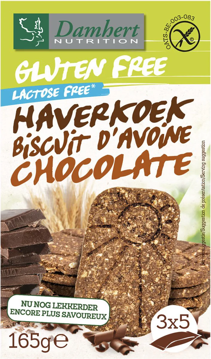 Damhert Gluten Free Haverkoekjes Chocolade 165GR