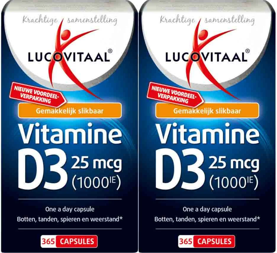 2x Lucovitaal Vitamine D3 25mcg 365 capsules