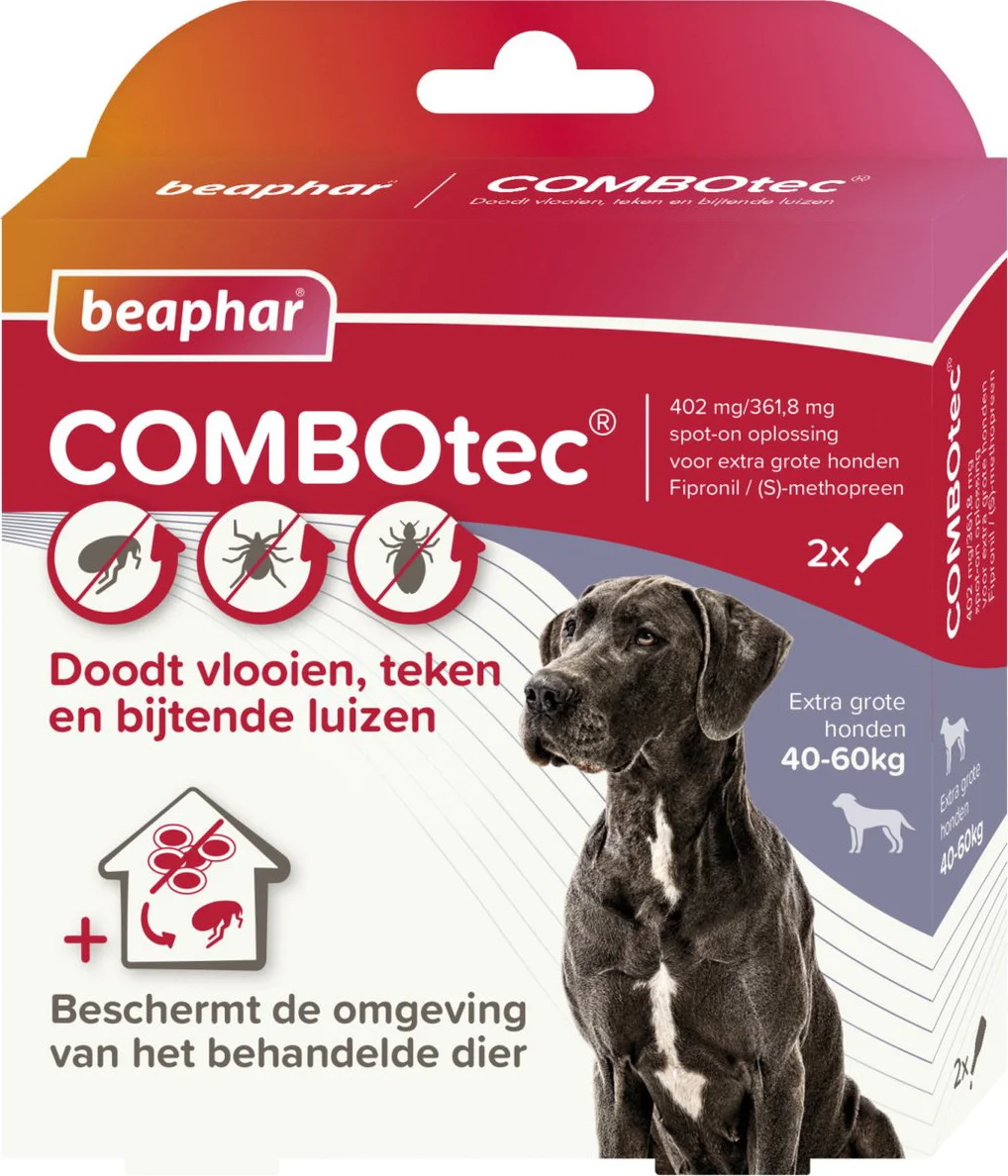 Beaphar Combotec Anti Teken- en Vlooiendruppels Hond 40-60 kg 2 pipetten