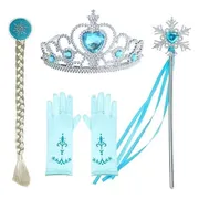 Joya Kids® ijsprinses Verkleed set | Speelgoed set | Prinsessen accessoire set | Prinsessenjurk meisje | Kroon | Toverstaf | Handschoenen | Prinses vlecht