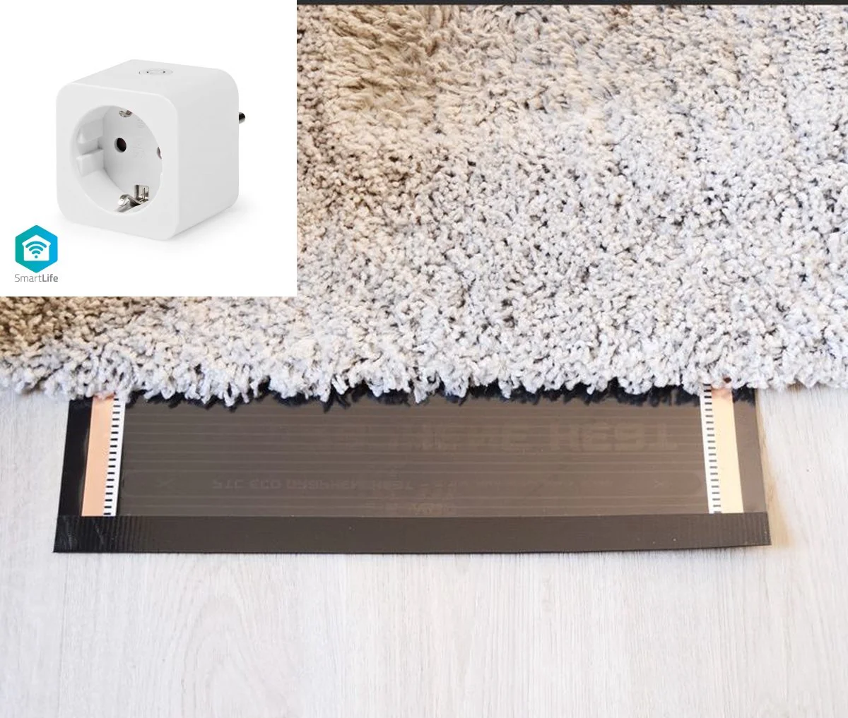 Smart verwarmingsfolie infrarood folie woonkamer voor vloerbedekking, tapijten vloerkleden elektrisch, Wifi 50 cm x 250 cm 275 Watt