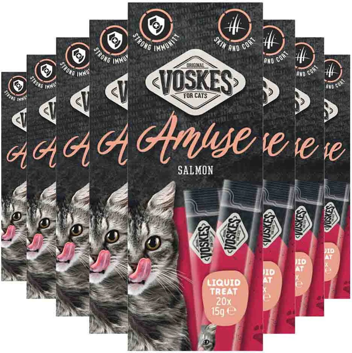 8x Voskes Kattensnack Liquid Treat Zalm 20x15 gr