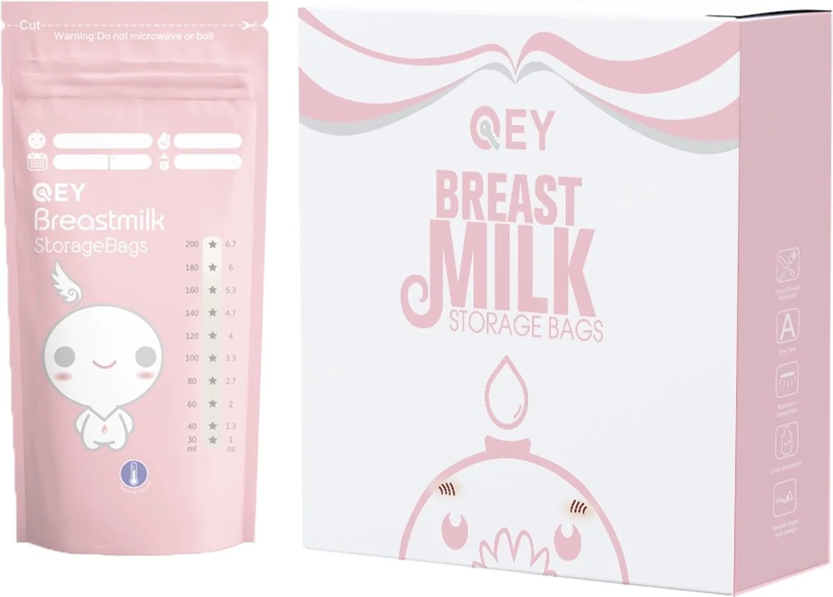 QEY Moedermelk Bewaarzakjes Roze 120 stuks