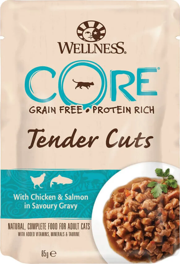 Wellness Core Kattenvoer nat Tender Cuts Kip & Zalm 85 gr