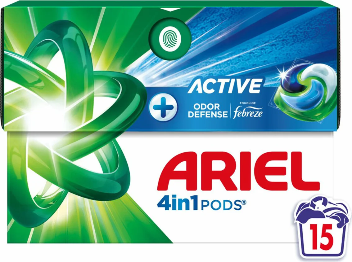 Ariel 4in1 Wasmiddel Pods Actieve Geurbestrijding 15 stuks
