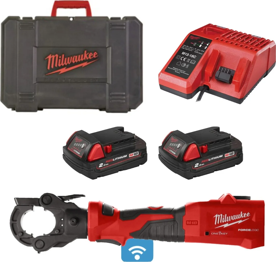 Milwaukee M18 ONEHCCT60-202C FORCE LOGIC™ Accu kabelkrimptang 60 kN 18V 2.0Ah in koffer - 4933479684