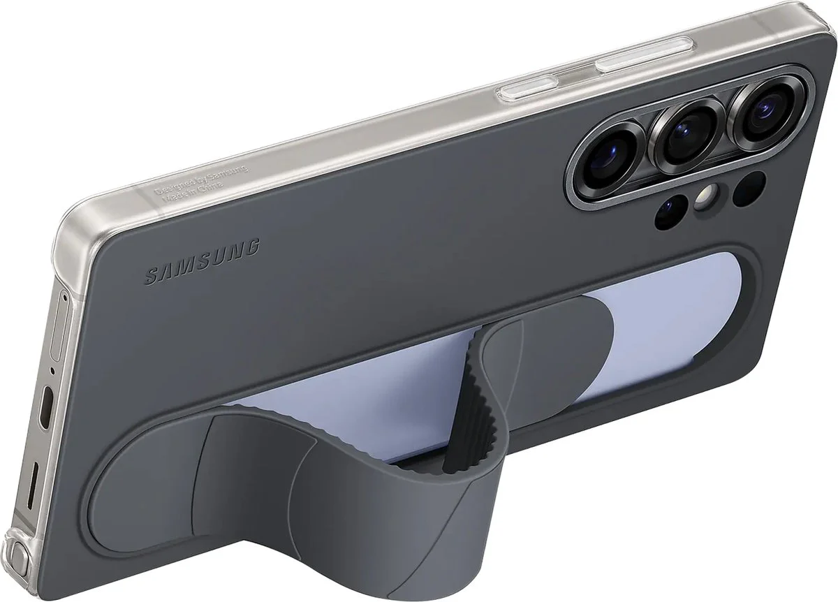 Samsung S25 Ultra Standing Grip Back Cover Zwart