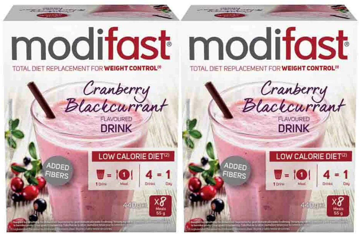 2x Modifast Weight Control Milkshake Cranberry 8 x 55 gr