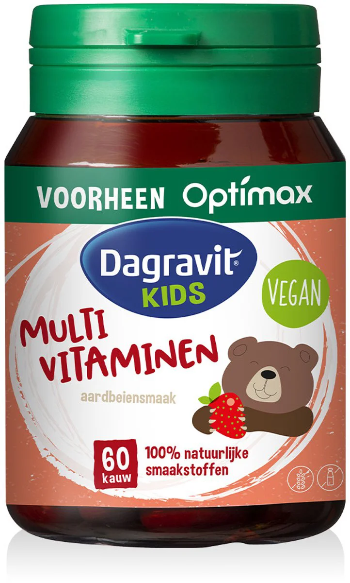 Dagravit Natural Kids Multivitaminen Aardbei 60 kauwtabletten
