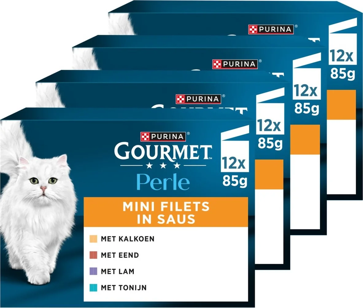 Gourmet Perle Kattenvoer Nat Mini Filets in Saus Mix 12 x 85 gr