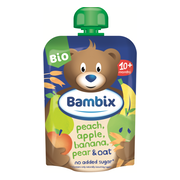 Bambix Bio Knijpzakje Appel, Perzik, Banaan, Peer en Haver 10+ 100GR