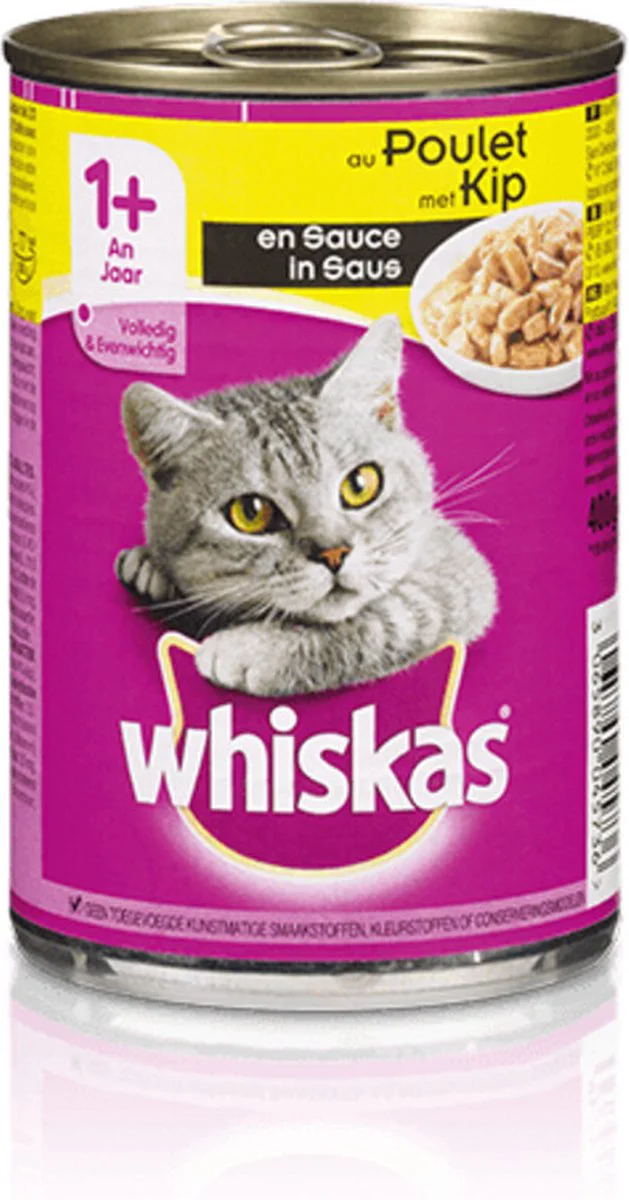 12x Whiskas Blik Adult Brokjes in Saus Kip 400 gr