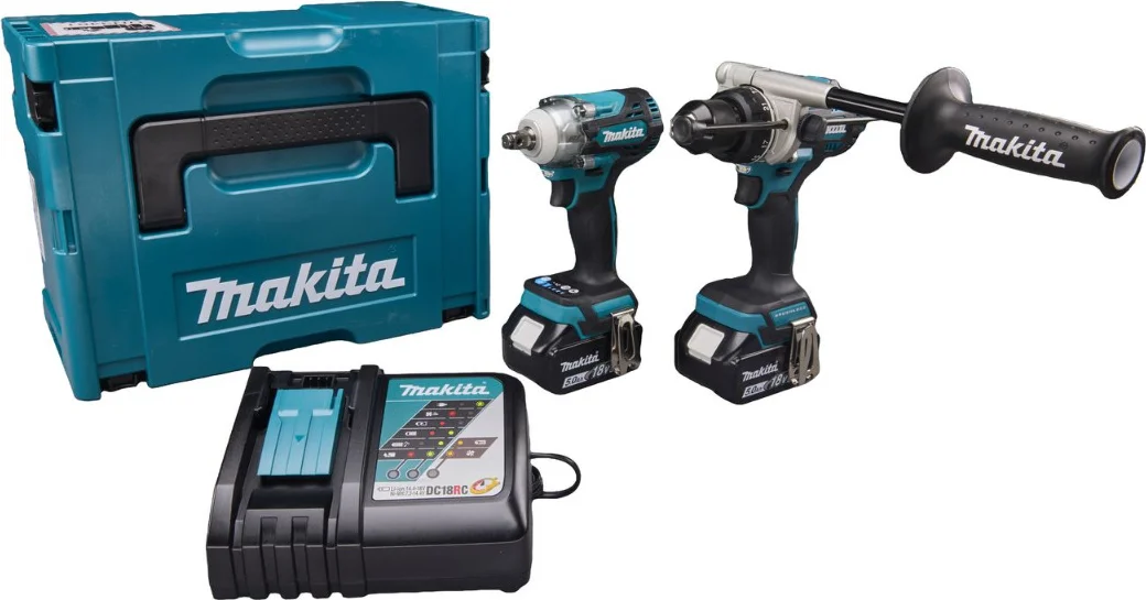 Makita DLX2590TJ Accu combiset 2-delig (DHP492 + DTW300) 18V 5.0Ah in Mbox
