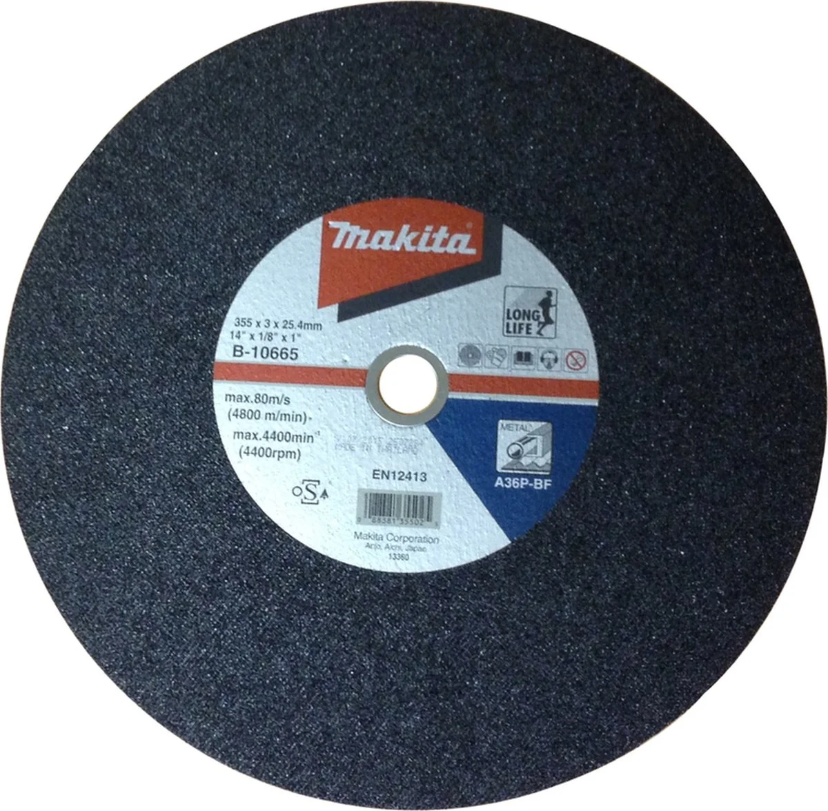 Makita B-10665-5 Doorslijpschijf staal | 355 x 25,4 x 3,0 mm | 5 stuks