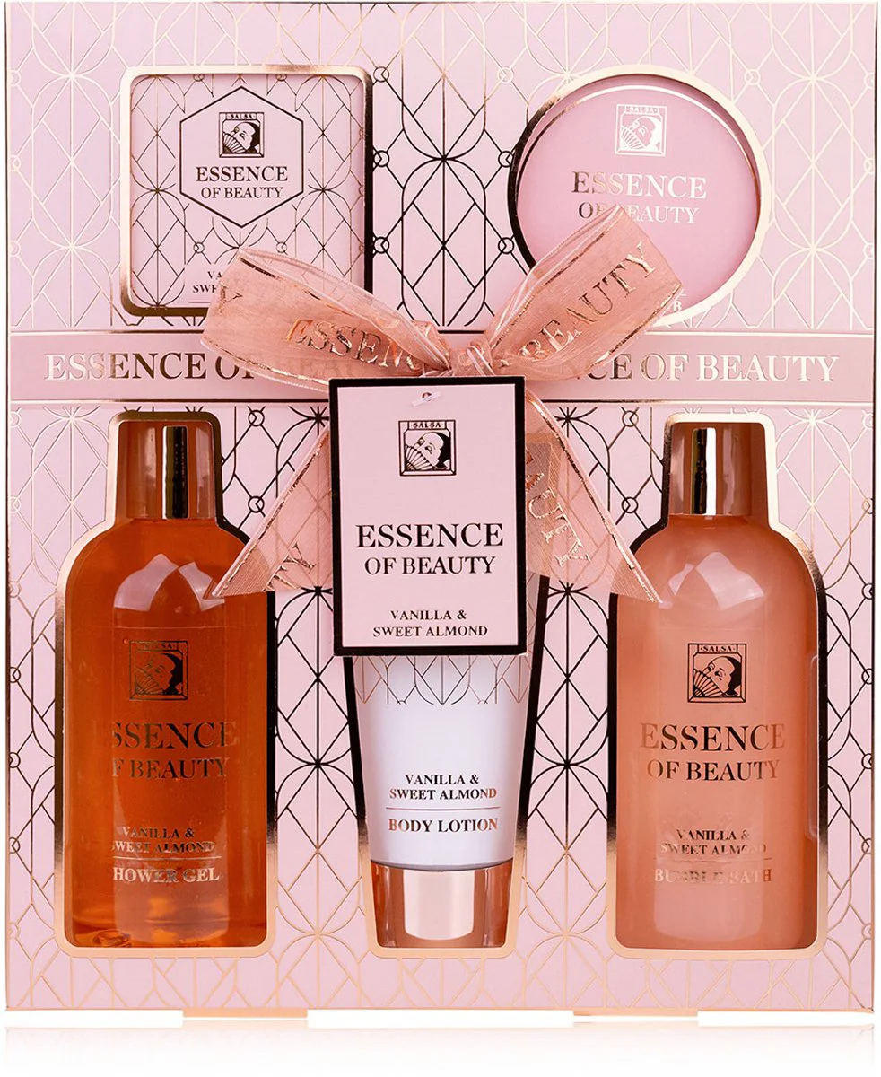Accentra - Essence of Beauty - Wellness Verwenpakket Vrouw Vanilla & Almond - Geschenkset Vrouwen - Giftset bath - Verjaardag Cadeau Vrouw, Moeder, Mama, Zus, Vriendin, Oma, Juf - Cadeaupakket voor haar - Cadeautje voor haar