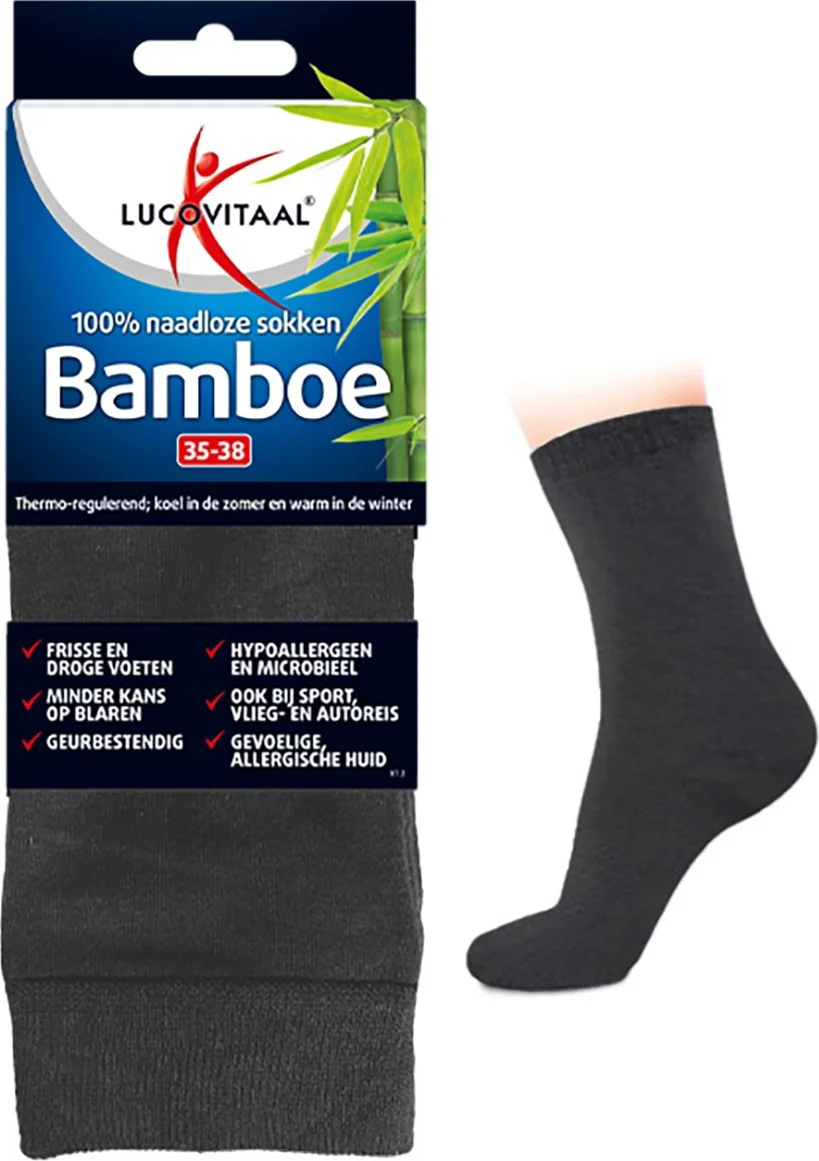 Lucovitaal Bamboe Sokken Antraciet 35-38 1PR