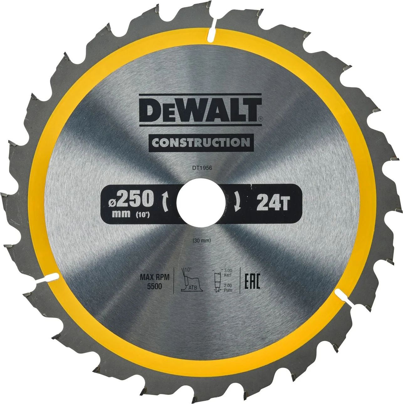 DeWALT Cirkelzaagblad voor Hout | Construction | Ø 250mm Asgat 30mm 24T - DT1956-QZ