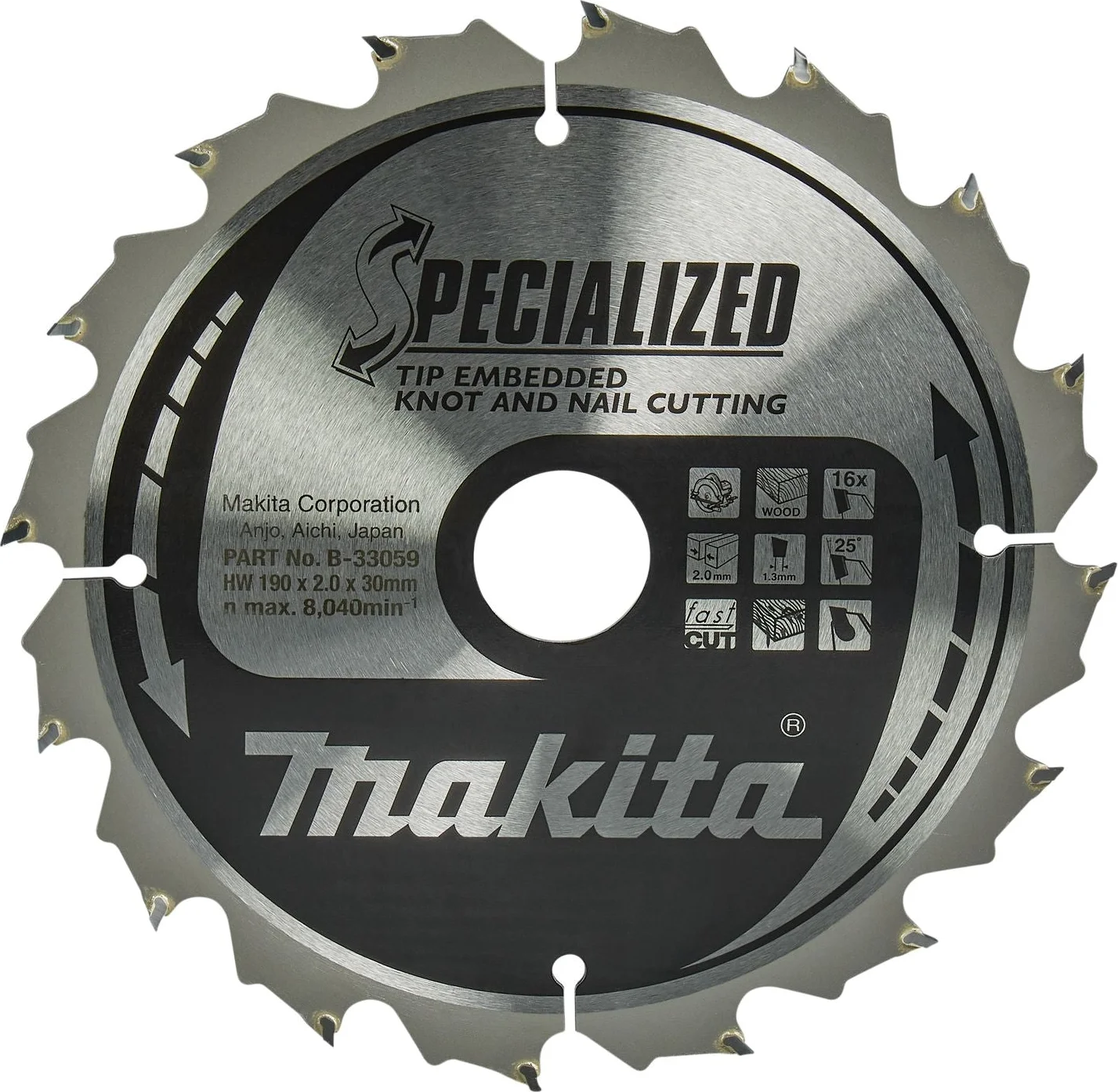 Makita Cirkelzaagblad voor Hout | Specialized | Ø 190mm Asgat 30mm 16T - B-33059