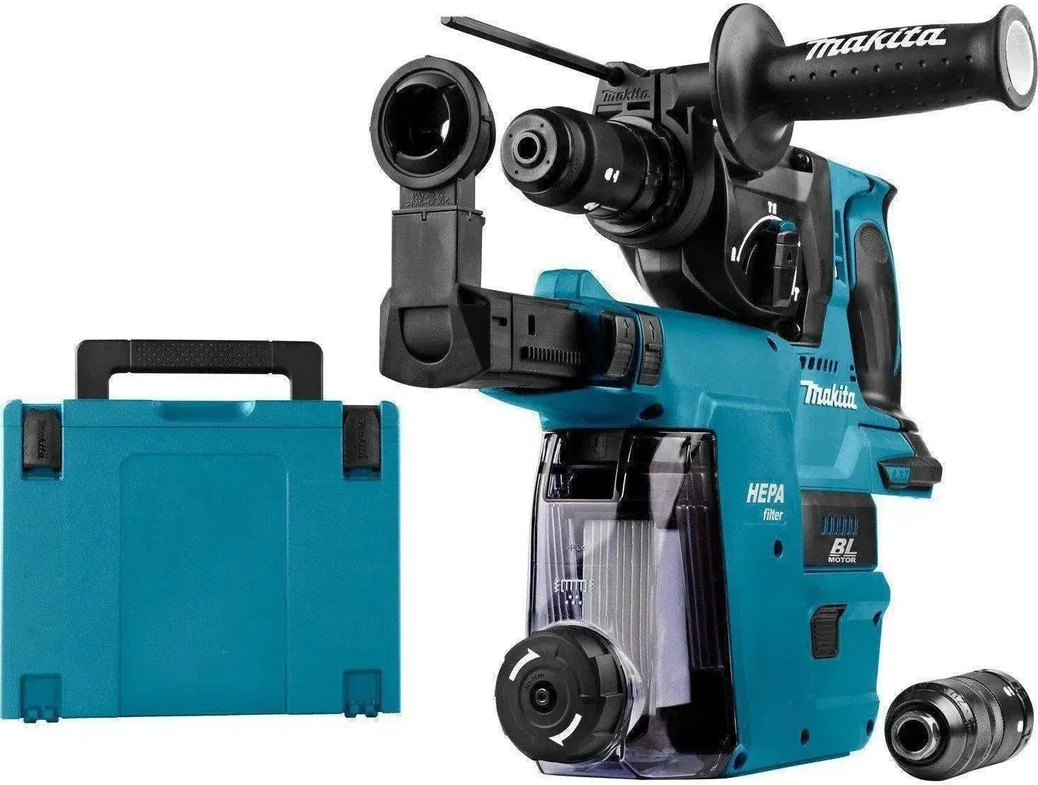 Makita DHR243ZJW Accu combihamer SDS-Plus 2,0J + snelwisselboorkop + stofafzuiging 18V Basic Body in Mbox
