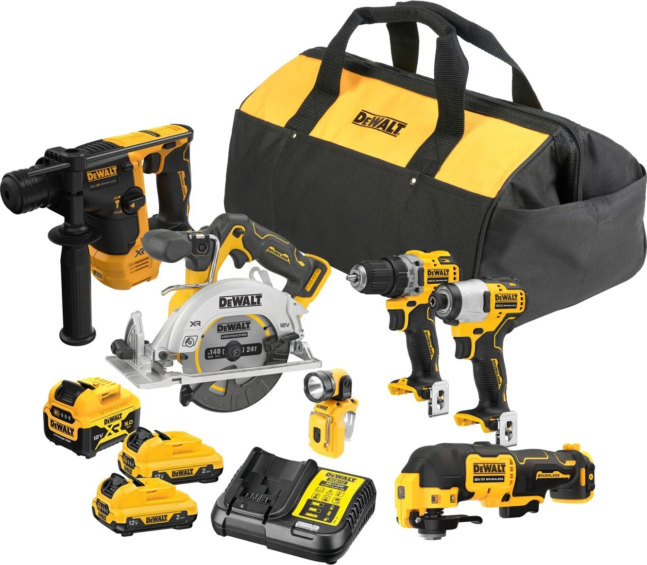 DeWALT DCK611P1D2 Accu combiset 6-delig 12V XR 5.0/2.0Ah in transporttas