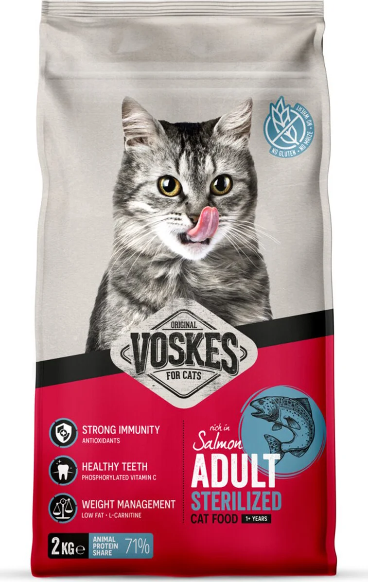 6x Voskes Kattenbrokken Sterilized Adult Zalm 2 kg