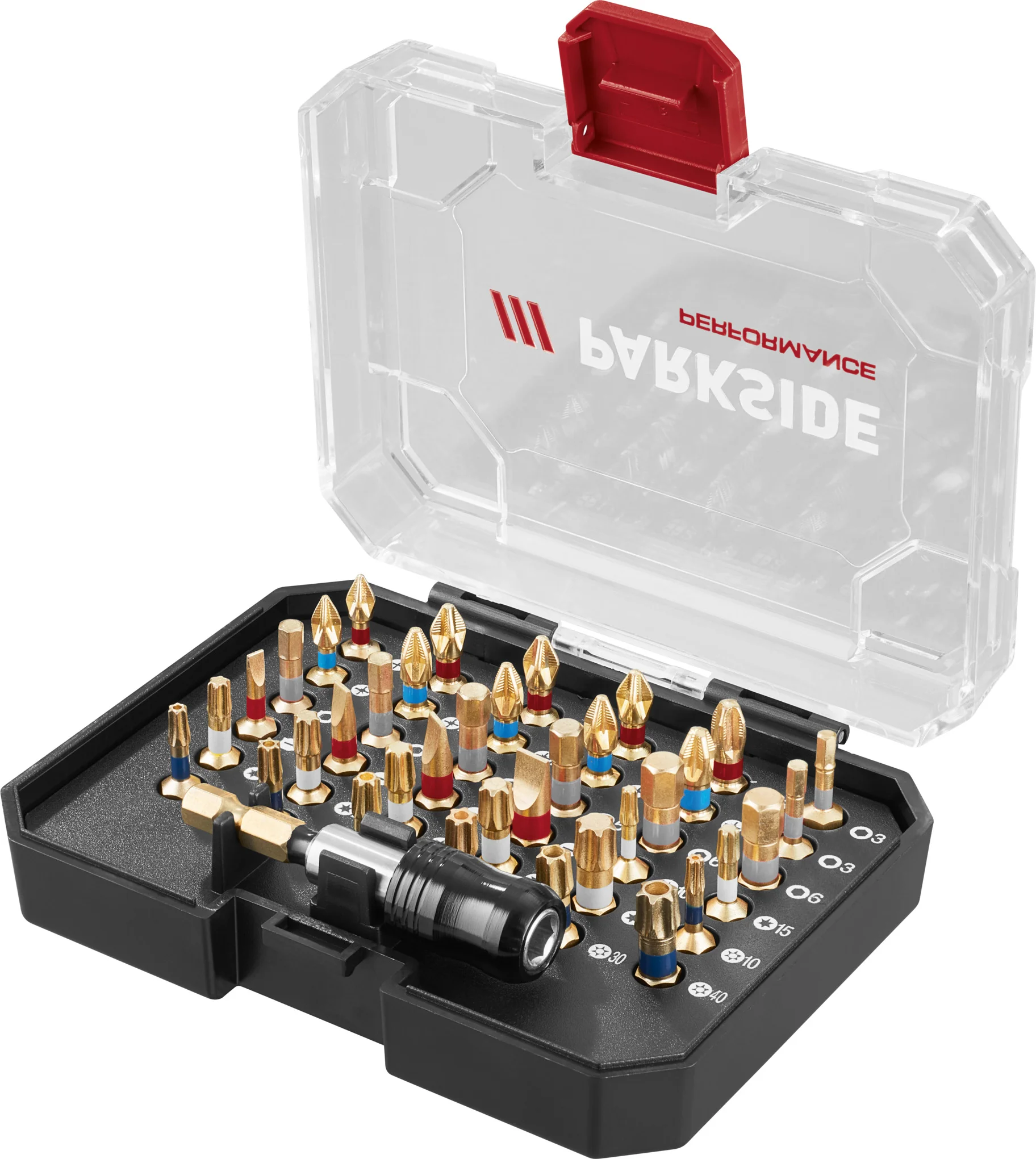 PARKSIDE PERFORMANCE Bitset of bit- en dopsleutelset (torsiebitset, 37 stuks)