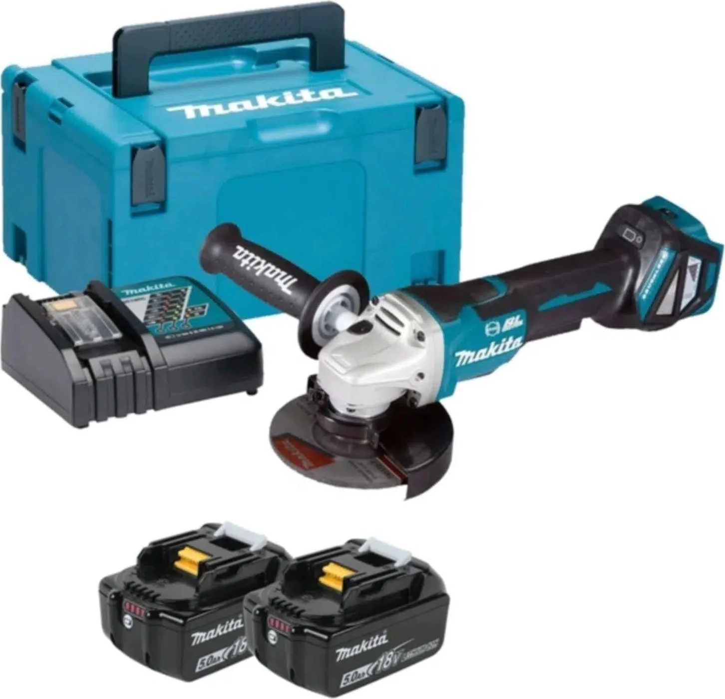 Makita DGA517RTJ Accu Haakse Slijper 125mm 18V 5.0Ah in Mbox