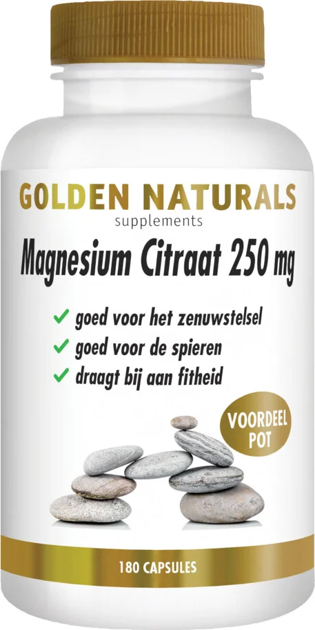 2x Golden Naturals Magnesium Citraat 250mg 180 vegacapsules