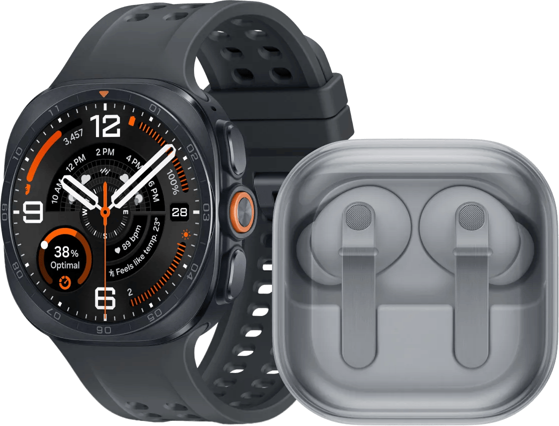 Samsung Galaxy Watch Ultra 2 5G Titanium Zwart 47mm + Samsung Galaxy Buds4 Pro Wit